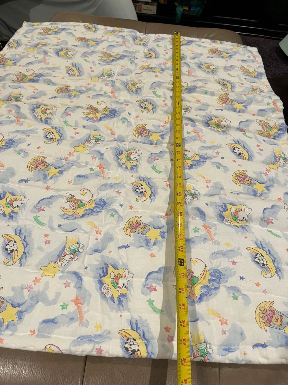 Cute Nursery Quilt with Bear & Bunny Boat - Pastel Blue, Yellow, Pink